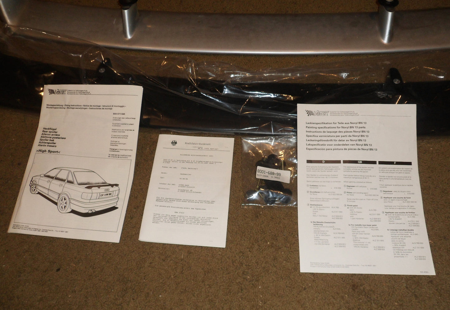 Votex Rear Spoiler/Wing 8A0071640 NOS