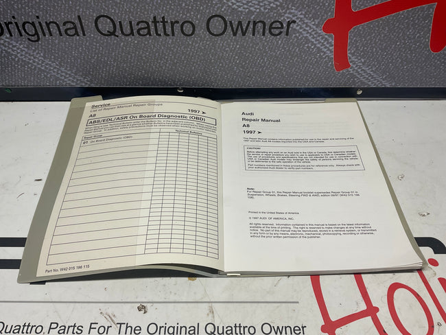 1997-2000 A8 ABS/EDL/ASR OBD Repair Manual W42015196115 D2
