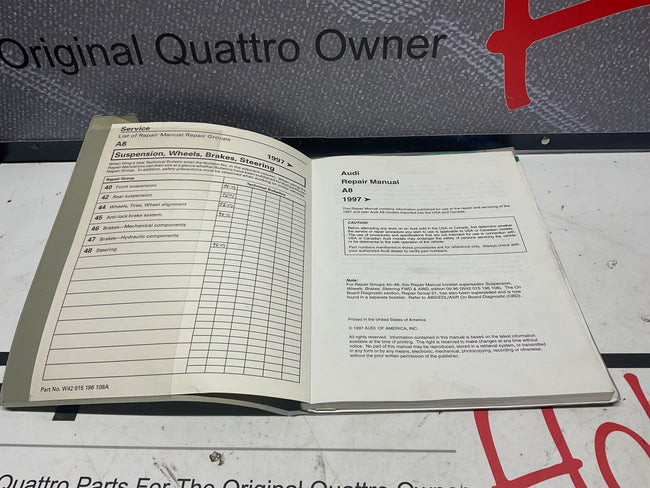 1997-2000 A8 Suspension & Wheels/Brakes/Steering Repair Manual W42015196108A D2