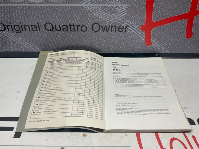 1997-2000 A8 Exterior & Interior Body Repair Manual W42015196109A  D2