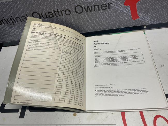 1997-2000 A8 Heating & AC Repair Manual W42015196110  D2