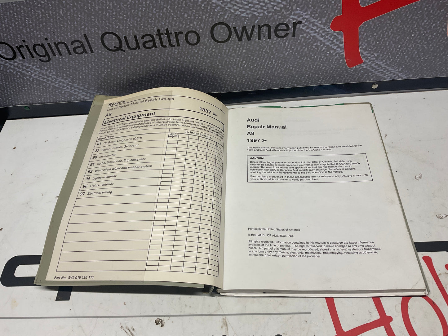 1997-2000 A8 Electrical Equipment Repair Manual W42015196111  D2