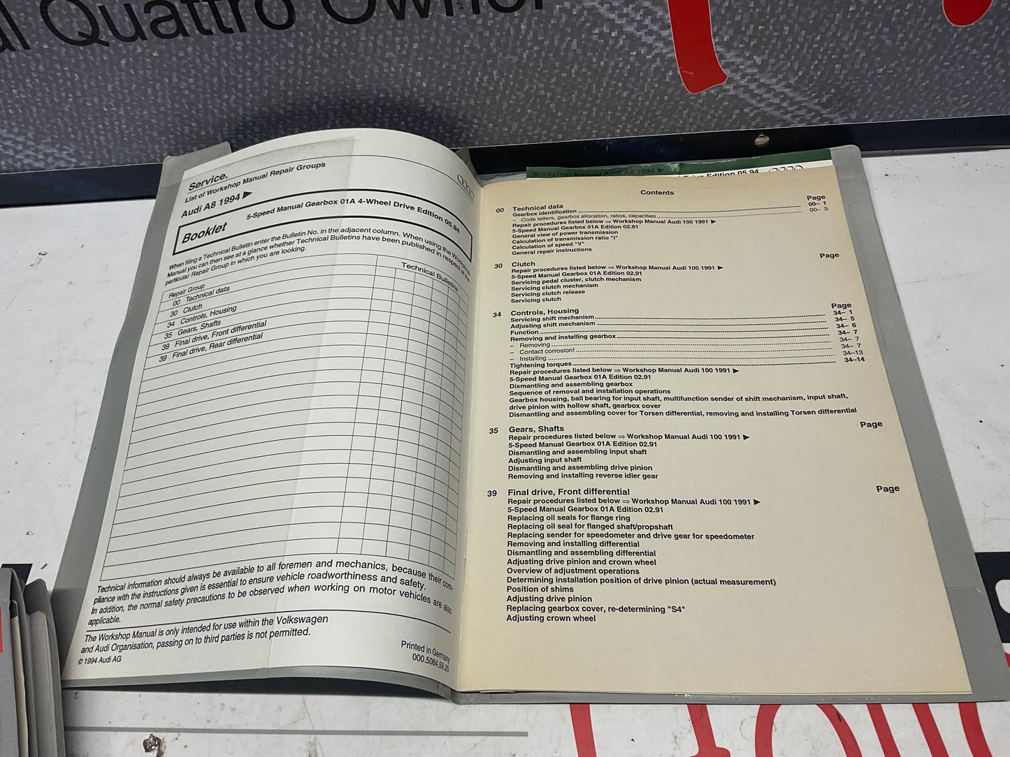 1994-2000 A8 Factory Audi 6 Volume Set Workshop Manuals 53697999  D2