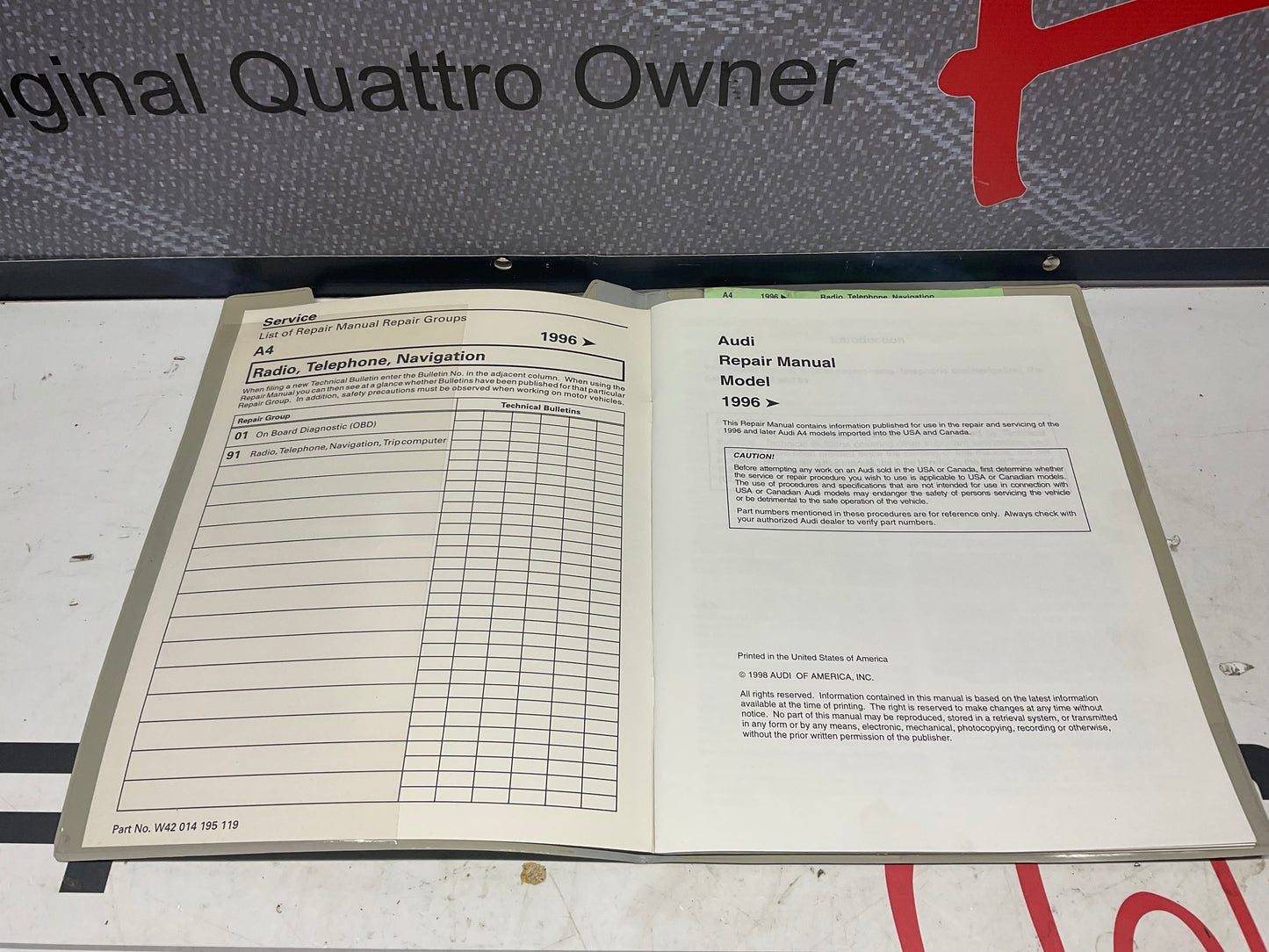 1996-01 A4 Radio/Telephone/Navigation Repair Manual W42014195119  B5
