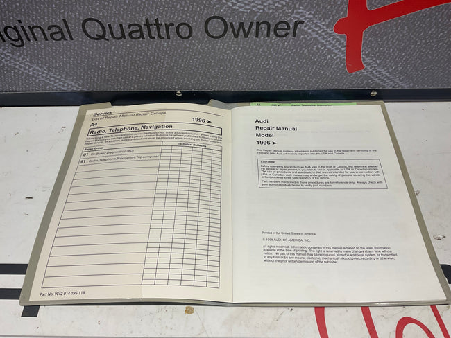 1996-01 A4 Radio/Telephone/Navigation Repair Manual W42014195119  B5