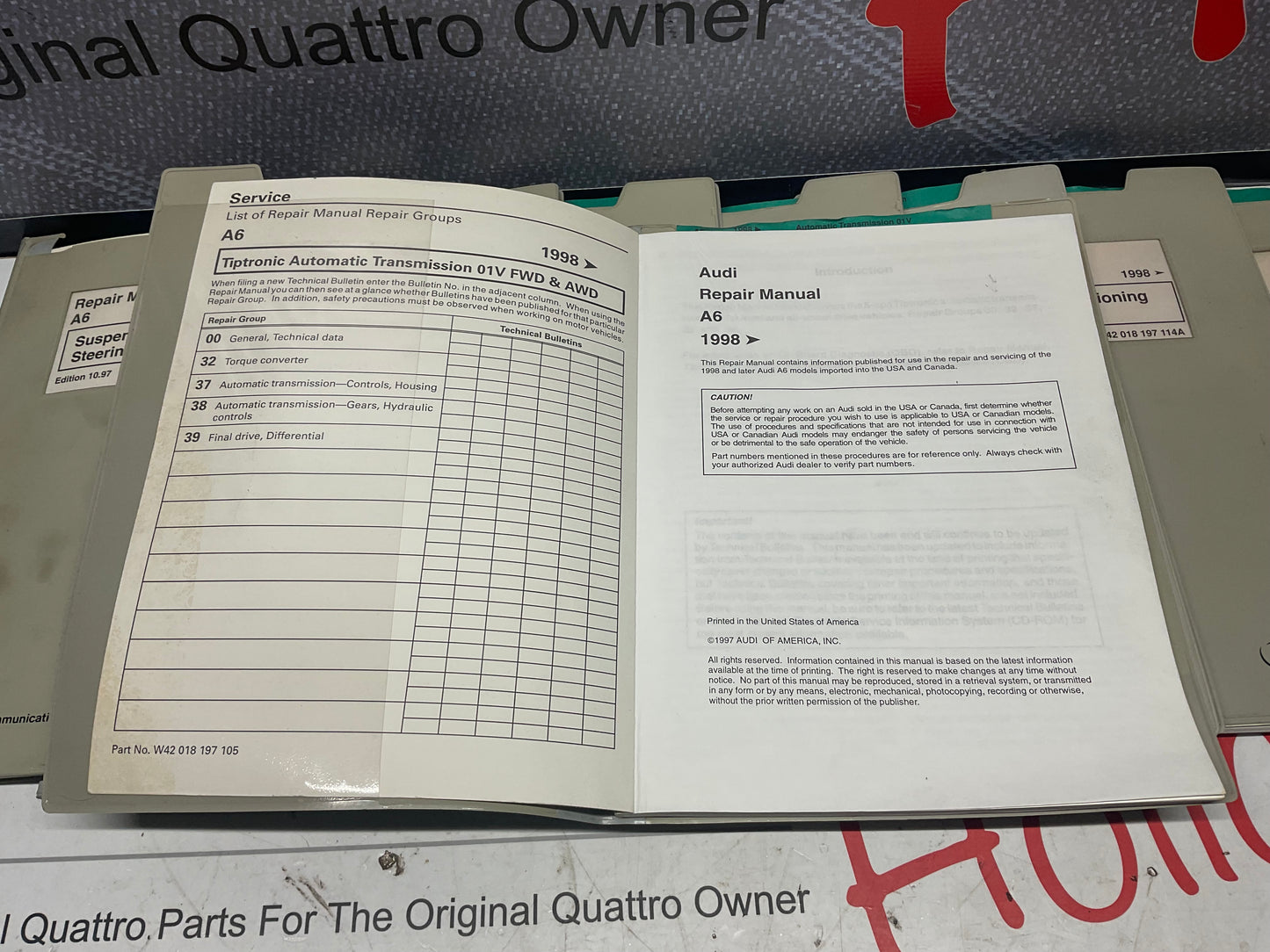 1998-02 A6 Factory Workshop Repair Manual 11 Volume Set W42018197102-115  C5