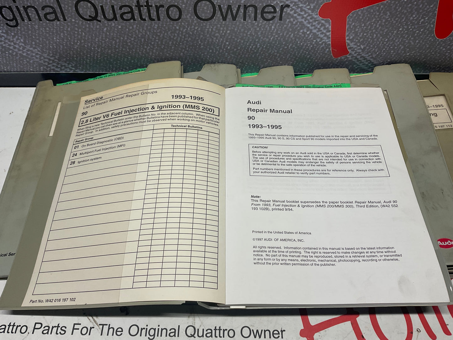 1993-95 Audi 90 Factory 9 Volume Set Repair Manuals W42016197101-113  B4