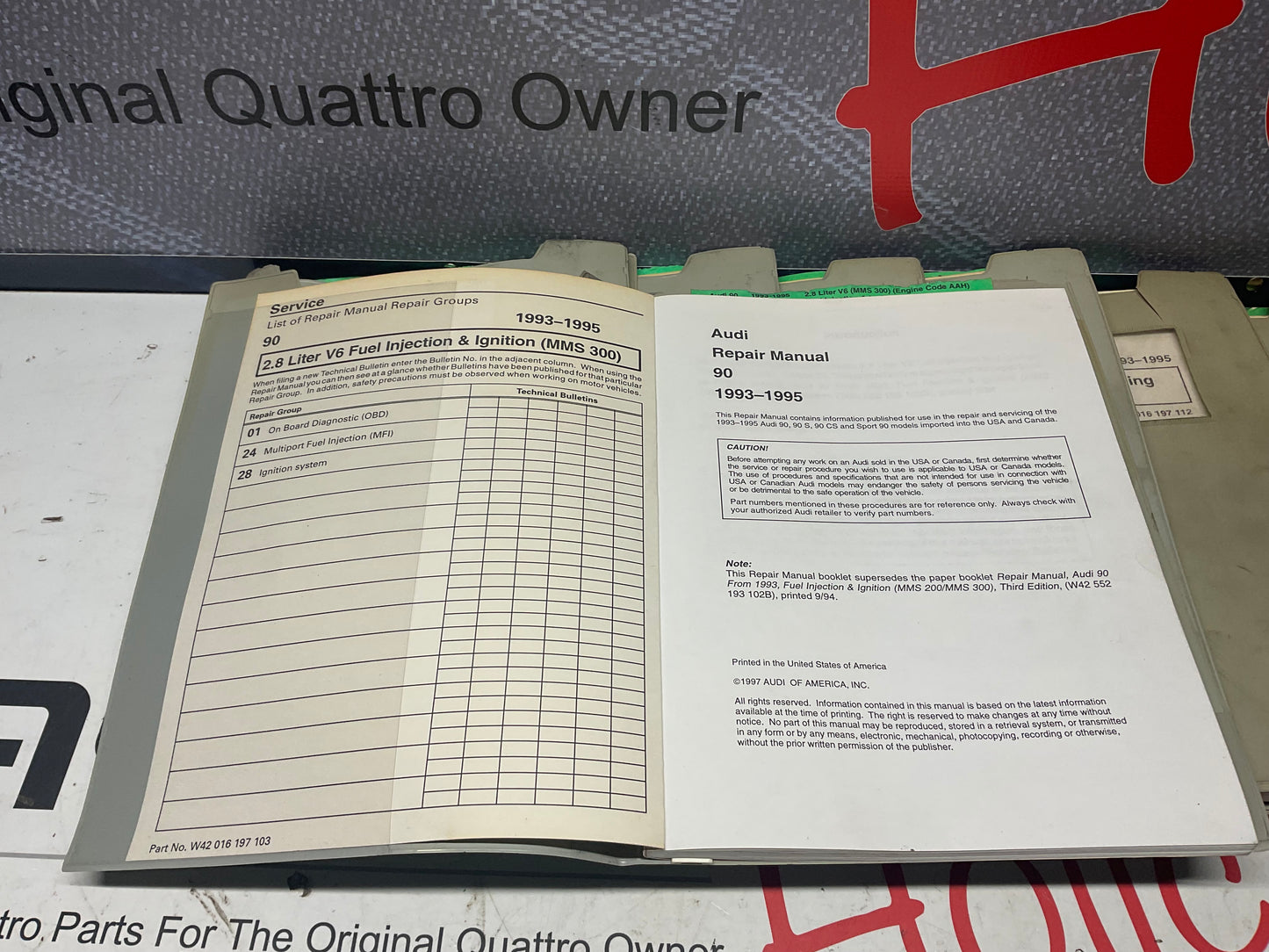 1993-95 Audi 90 Factory 9 Volume Set Repair Manuals W42016197101-113  B4