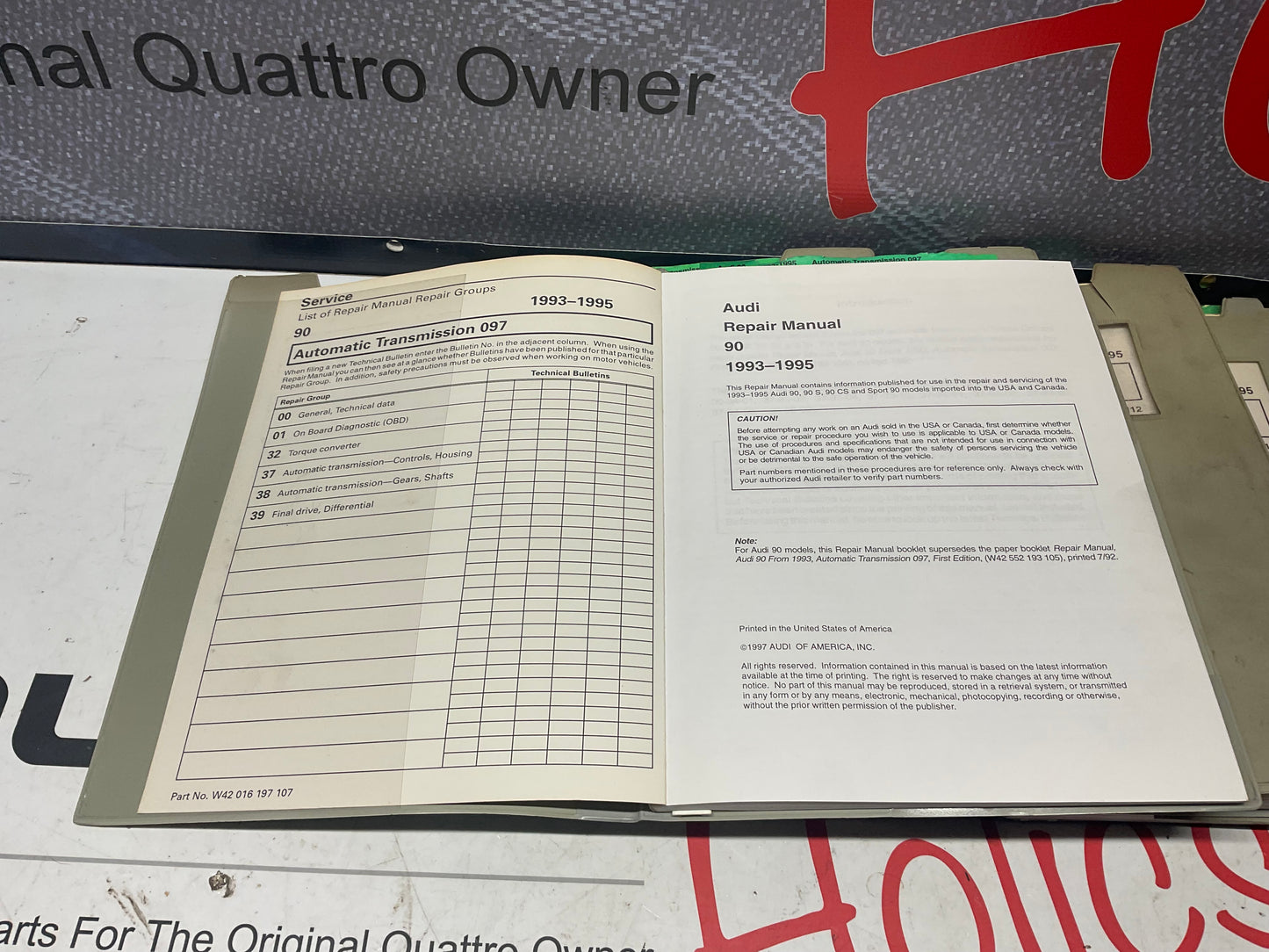 1993-95 Audi 90 Factory 9 Volume Set Repair Manuals W42016197101-113  B4