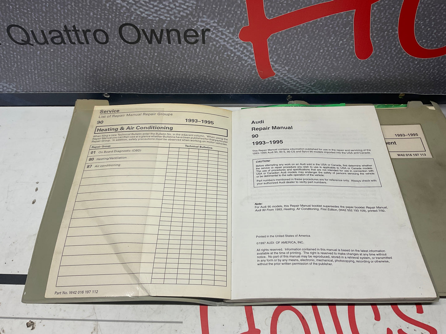 1993-95 Audi 90 Factory 9 Volume Set Repair Manuals W42016197101-113  B4