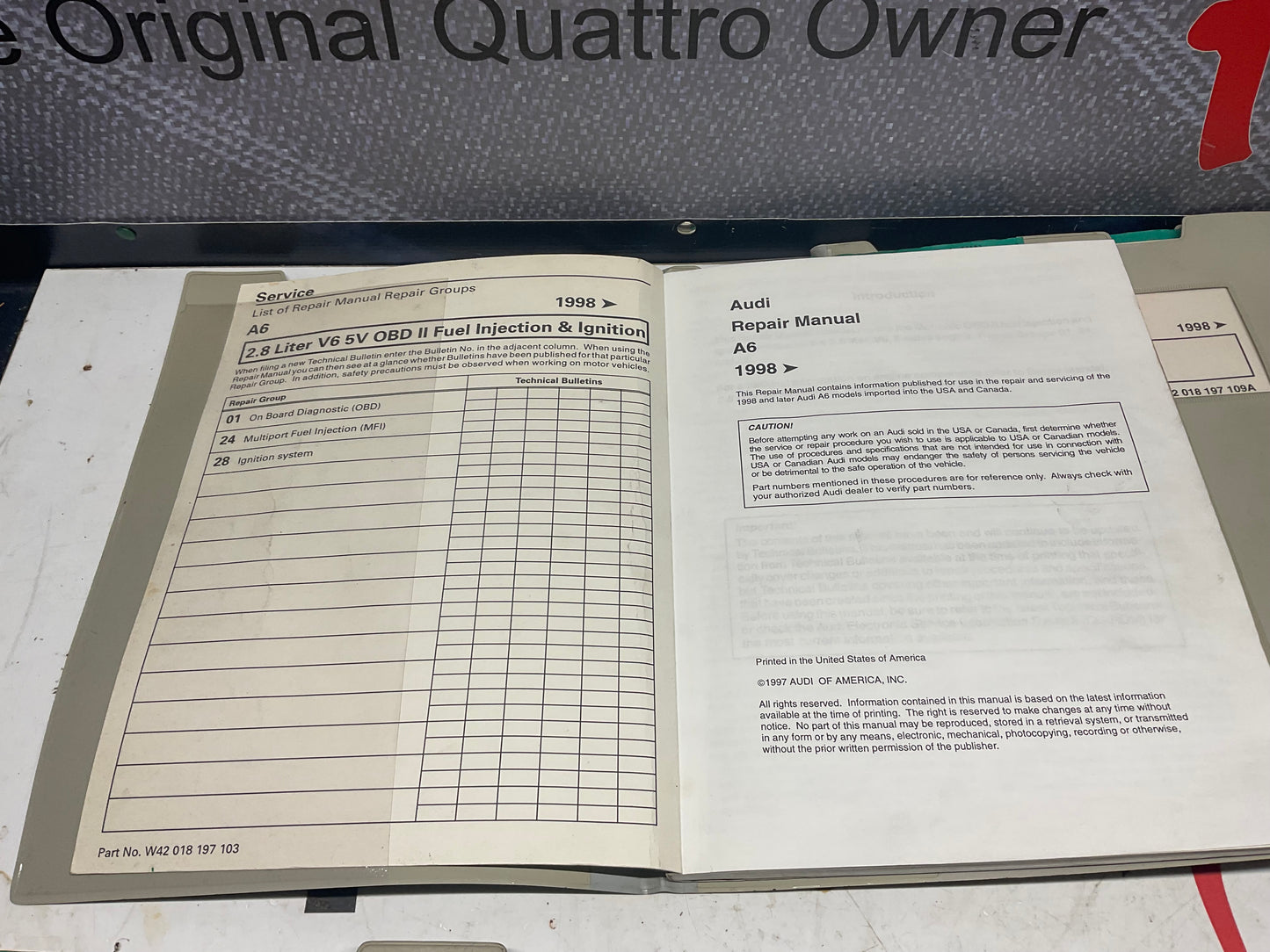1998-02 A6 Factory Workshop Repair Manual 11 Volume Set W42018197102-115  C5