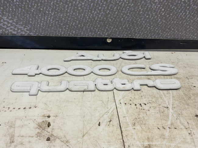 Trunk Lid Badge Set Audi 4000 CS Quattro B2  White