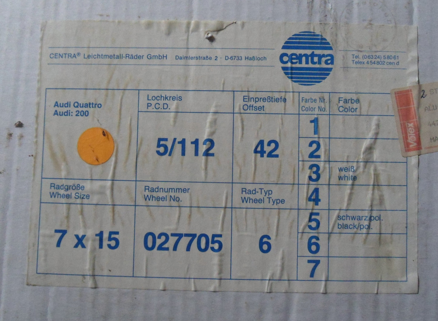 Centra Felgen Wheels 447071491 NOS KBA 40821