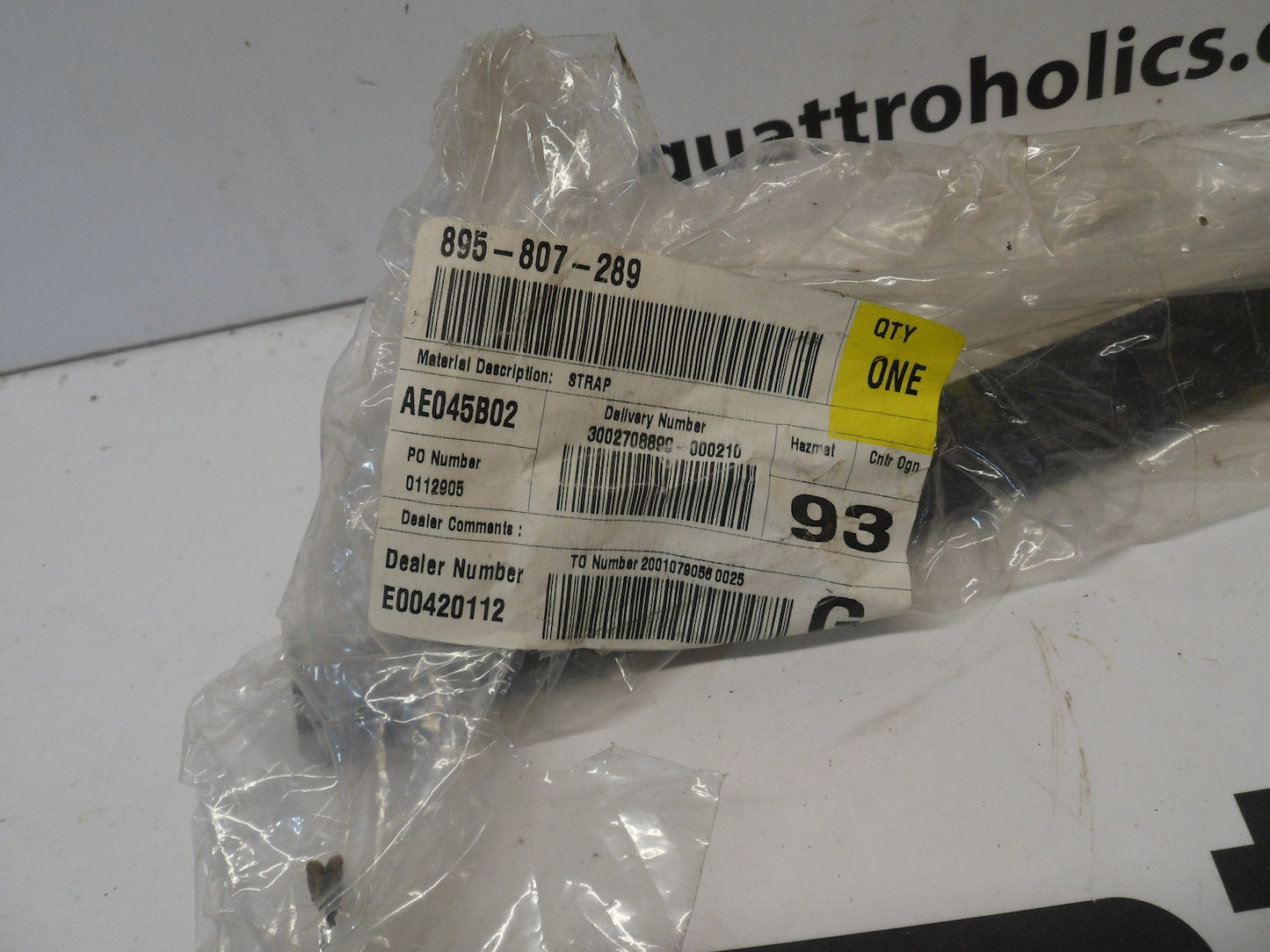 License Plate Bracket Strap 895807289 NOS